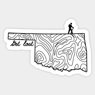 Get Lost Hiking Topographic Art Hike Oklahoma State Map Sticker